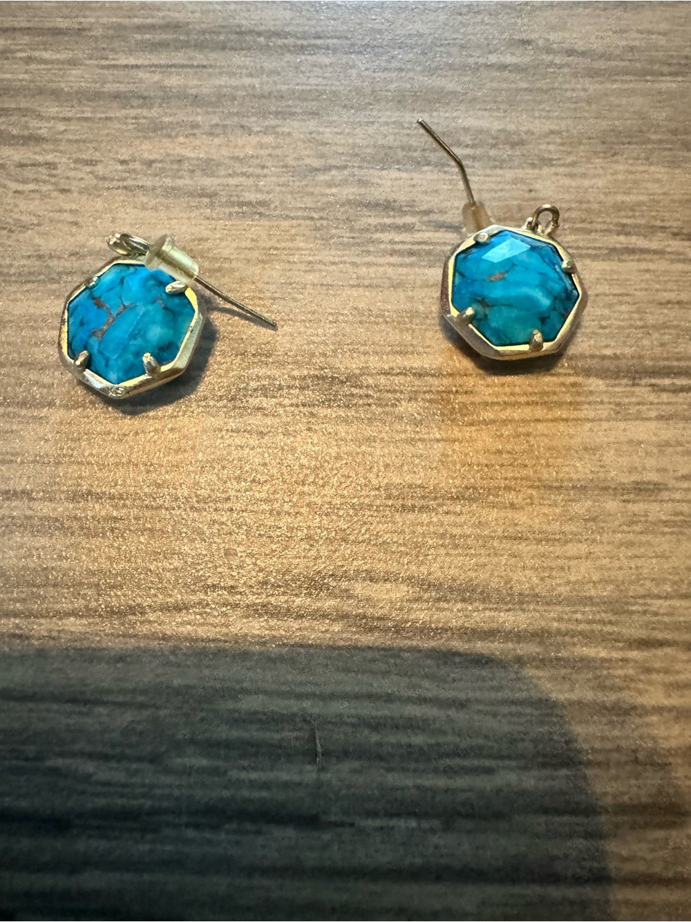 Kendra Scott Turquoise Octagon Stud Earrings - Gold